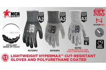 Image of MCR Safety 13ga Hppt/fiberglass Shell, Pu Dip - 92752PUXXL