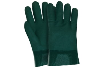 Image of MCR Safety 6421 PVC Coated Work Gloves, Double Dipped with Sandy PVC, Soft Jersey Lining, Hunter Green, Large, 6421