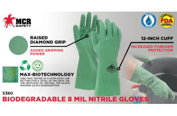 Image of MCR Safety 8 Mil Biodegradable Unlined Nitrile 12 - 5380L