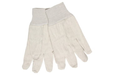 Image of MCR Safety 8100 Canvas Work Gloves, Clute Pattern with Knit Wrist, Cotton Polyester Blend, Straight Thumb, Natural, Large, 8100