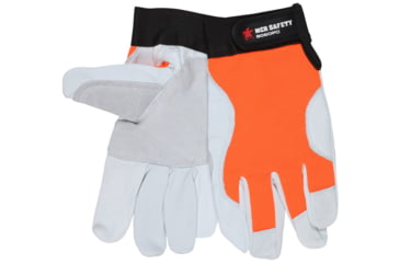 Image of MCR Safety 906DPOM Mechanics Work Gloves, Rugged Grain Goatskin with Cowhide Double Palm, Reinforced Thumb Crotch, Spandex Back, White, Medium, 906DPOM