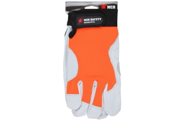 Image of MCR Safety 906DPOM Mechanics Work Gloves, Rugged Grain Goatskin with Cowhide Double Palm, Reinforced Thumb Crotch, Spandex Back, White, Medium, 906DPOM