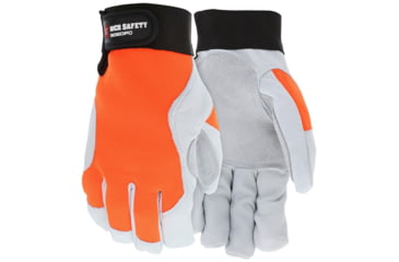 Image of MCR Safety 906DPOM Mechanics Work Gloves, Rugged Grain Goatskin with Cowhide Double Palm, Reinforced Thumb Crotch, Spandex Back, White, Medium, 906DPOM