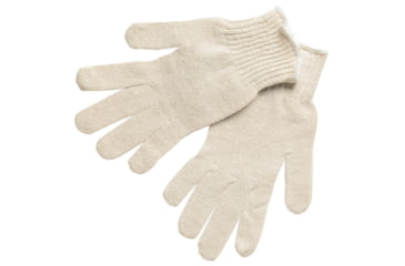 Image of MCR Safety 9638M String Knit Work Gloves, 7 Gauge Regular Weight, Natural 60% Cotton 40% Polyester, Hemmed Cuff, Natural, Medium, 9638M
