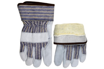 Image of MCR Safety A Shoulder Leather Split Leather Palm Work Gloves, 2.5in Plasticized Safety Cuff, DuPont Kevlar Fiber Plaited Liner, Gray, Large, 1400KL