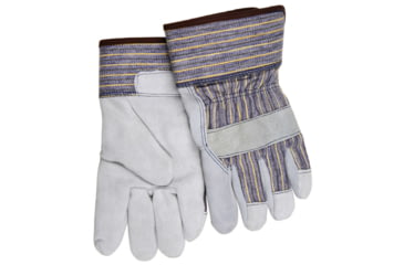 Image of MCR Safety A Shoulder Leather Split Leather Palm Work Gloves, 2.5in Plasticized Safety Cuff, DuPont Kevlar Fiber Plaited Liner, Gray, Large, 1400KL