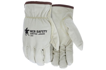 Image of MCR Safety Artic Jack Leather Drivers Insulated Work Gloves, Premium Grain Pigskin Leather, Thermosock Lined and Keystone Thumb, Beige, Medium, 3460M
