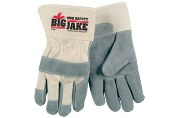 Image of MCR Safety Big Jake Premium A+ Side Leather Palm Work Gloves, Sewn with DuPont Kevlar, 2 3/4in Safety Cuff, Gray, XX - Large, 1700XXL