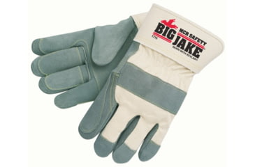 Image of MCR Safety Big Jake Premium A+ Side Leather Palm Work Gloves w/2.75 Inch Safety Cuff &amp; Double Palm and Fingers - Men's, Extra Large, 1715