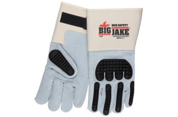 Image of MCR Safety Big Jake Ultimate Protection Premium A+ Side Leather Palm Work Gloves, Gray, Large, 1760L