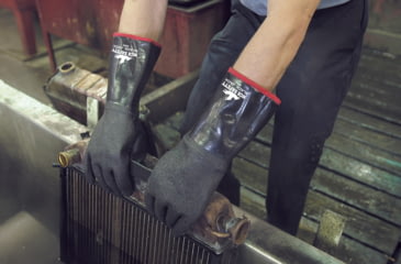 Image of MCR Safety Black Jack Series Neoprene Coated Work Gloves, Multi-Dipped Etched Rough Neoprene, 14in Length Fully Coated, Foam Lining, Black, X - Large, 6944XL