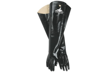 Image of MCR Safety Black Jack Series Neoprene Coated Work Gloves, Multi-Dipped Smooth Neoprene, 31in Shoulder Length Fully Coated, Brushed Interlock Lining, Black/White, Large, 6950