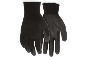 Image of MCR Safety 13 Gauge Black Polyester Work Gloves w/PU Palm &amp; Fingertips, Black, Medium, B96699M