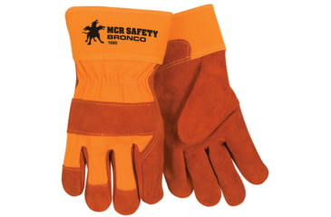 Image of MCR Safety Bronco Split Leather Palm Work Gloves w/Safety Cuff - Men's, Large, 1680
