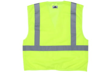 Image of MCR Safety CL2MLL Hi Vis Reflective Safety Vest, ANSI Type R Class 2, Mesh with 2in Silver Stripes, Breakaway Design with Hook and Loop Closures, Fluorescent Lime, L, CL2MLL