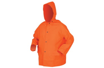 Image of MCR Safety Classic Plus Series 3 Piece Waterproof Rain Suit, .35mm PVC/Poly, Corduroy Collar, Detachable Hood and Bib Pants, Orange, M, 2413M