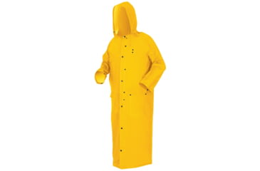 Image of MCR Safety Classic Plus Series Waterproof Ankle Raincoat, .35mm PVC/Poly, Detachable Hood and Corduroy Collar, Yellow, S, 260CS