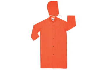 Image of MCR Safety Classic Plus Series Waterproof Raincoat, .35mm PVC/Poly, Detachable Hood and Corduroy Collar, Orange, 5X, 241CX5