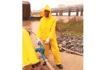 Image of MCR Safety Classic Series 3 Piece Waterproof Rain Suit, .35mm PVC/Poly, Bib Rain Pant with Fly Front, Yellow, S, 2003S