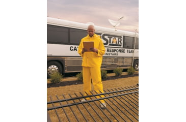 Image of MCR Safety Classic Series 3 Piece Waterproof Rain Suit, .35mm PVC/Poly, Bib Rain Pant with Fly Front, Yellow, 4X, 2003X4