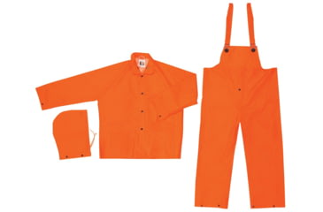 Image of MCR Safety Classic Series 3 Piece Waterproof Rain Suit, .35mm PVC/Poly, Orange, M, 2013M