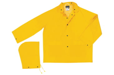 Image of MCR Safety Classic Series Waterproof Rain Jacket, .35mm PVC/Poly, Detachable Hood, Yellow, XL, 200JXL