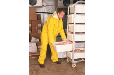 Image of MCR Safety Commodore Series 3 Piece Waterproof Rain Suit, PVC/Non-Woven Poly/Nylon, Rain Jacket, Detachable Hood and Bib Pants, Yellow, L, 6003L