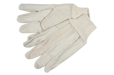 Image of MCR Safety Cotton Canvas Work Gloves, Clute Pattern with Knit Wrist, Cotton Polyester Blend, Wing Thumb, Natural, Large, 8300A