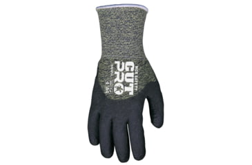 Image of MCR Safety Cut Pro 10 Gauge Kevlar/Steel Shell Cut Resistant Work Gloves, HPT Coated Palm and Fingertips, Black/Green, Small, 9389PVS