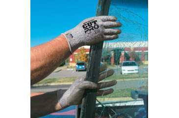 Image of MCR Safety Cut Pro 13 Gauge Dyneema Diamond Technology Shell Cut Resistant Work Gloves, PU Coated Palm and Fingertips, Gray/Salt and Pepper, Medium, 9676M