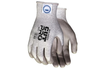 Image of MCR Safety Cut Pro 13 Gauge Dyneema Diamond Technology Shell Cut Resistant Work Gloves, PU Coated Palm and Fingertips, Tan/Salt and Pepper, Medium, 9672M