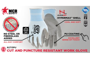 Image of MCR Safety Cut Pro 13 Gauge Hypermax Black PU Sleeves - Mens, Black, 92763PUS