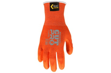 Image of MCR Safety Cut Pro 13 Gauge Kevlar Shell Cut Resistant Work Gloves, PU Coated Palm and Fingertips, Orange, Small, 9178PUOS