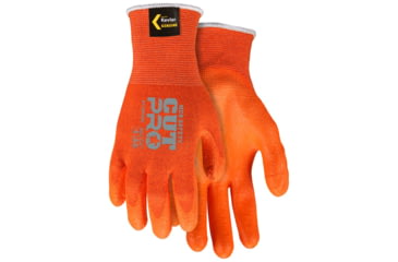 Image of MCR Safety Cut Pro 13 Gauge Kevlar Shell Cut Resistant Work Gloves, PU Coated Palm and Fingertips, Orange, Small, 9178PUOS