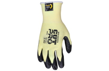 Image of MCR Safety Cut Pro 15 Gauge Stretch Kevlar Shell Cut Resistant Work Gloves, Textured Nitrile Coated Palm and Fingertips, Black/Yellow, XX - Large, 9693XXL