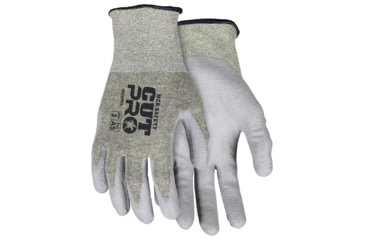 Image of MCR Safety Cut Pro 18 Gauge ARX Aramid Shell Cut, Abrasion and Puncture Resistant Work Gloves, PU Coated Palm and Fingertips, Gray/Green, Medium, 9828PUM