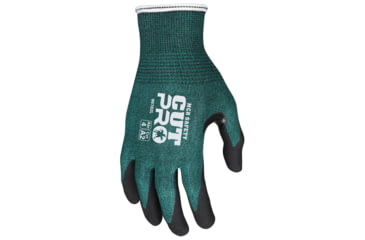 Image of MCR Safety Cut Pro 18 Gauge Hypermax Shell Cut, Abrasion and Puncture Resistant Work Gloves, Nitrile Foam Coated Palm and Fingertips, Black/Green, Large, 96782L