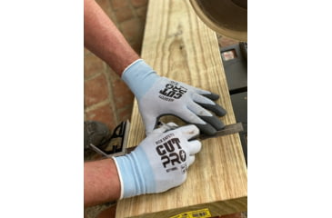Image of MCR Safety Cut Pro 18 Gauge Hypermax Shell Cut, Abrasion and Puncture Resistant Work Gloves, Nitrile Foam Coated Palm and Fingertips, Gray/Blue, X - Small, 92718NFXS