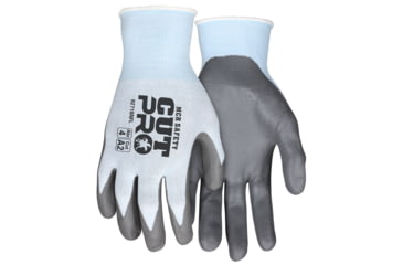 Image of MCR Safety Cut Pro 18 Gauge Hypermax Shell Cut, Abrasion and Puncture Resistant Work Gloves, Nitrile Foam Coated Palm and Fingertips, Gray/Blue, X - Small, 92718NFXS