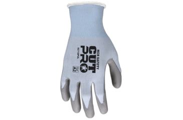 Image of MCR Safety Cut Pro 18 Gauge Hypermax Shell Cut, Abrasion and Puncture Resistant Work Gloves, PU Coated Palm and Fingertips, Gray/Blue, XX - Large, 92718PUXXL