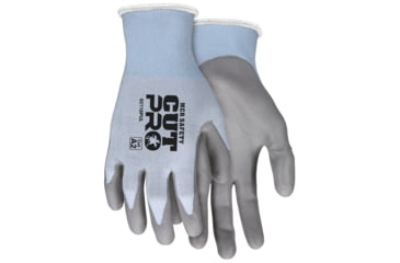 Image of MCR Safety Cut Pro 18 Gauge Hypermax Shell Cut, Abrasion and Puncture Resistant Work Gloves, PU Coated Palm and Fingertips, Gray/Blue, XX - Large, 92718PUXXL