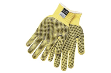 Image of MCR Safety Cut Pro 7 Gauge DuPont Kevlar Shell Cut Resistant Work Gloves, PVC Dots on 2 Sides, Competitive Value Grade, Black/Yellow, X - Small, 9366XSE