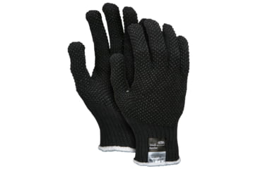 Image of MCR Safety Cut Pro 7 Gauge DuPont Kevlar Shell Cut Resistant Work Gloves, PVC Dots on 2 Sides, Regular Weight, Brown/Black, Small, 9366BKS