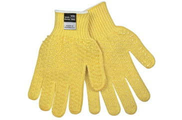 Image of MCR Safety Cut Pro 7 Gauge DuPont Kevlar Shell, Cut Resistant Work Gloves, PVC Honey Grip on 2 Sides, Regular Weight, Clear/Yellow, Medium, 9370HM