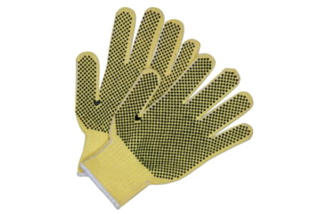 Image of MCR Safety Cut Pro 7 Gauge Kevlar with Cotton Interior Cut Resistant Work Gloves, PVC Dots on 2 Sides, Regular Weight, Black/Yellow, Small, 9363S