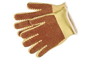 Image of MCR Safety Cut Pro Heavy Weight Kevlar Cotton Cut Resistant Work Gloves, 2 Sided Nitrile Blocks, Russet/Yellow, Medium, 9471K
