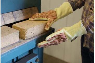 Image of MCR Safety Cut Pro Heavy Weight Kevlar Cotton Cut Resistant Work Gloves, 2 Sided Nitrile Blocks, Russet/Yellow, Medium, 9471K