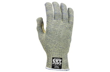 Image of MCR Safety Cut Pro Hero 7 Gauge Regular Weight Shell, ARX Aramid Fibers, PVC Palm Dotted Cut Resistant Work Gloves, Blue/Green, Medium, 93867M