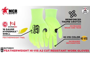 Image of MCR Safety Cut Pro,hivis,18g,refthmb, Hppe, Nf - 92728HVL