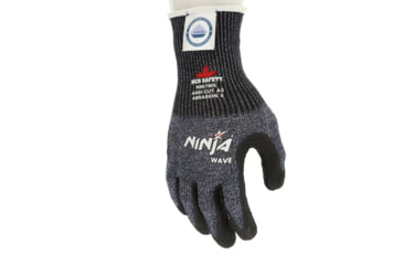 Image of MCR Safety Cut Pro Ninja Wave Cut Resistant Work Gloves, 13 Gauge Dyneema Diamond Technology, Nitrile Wave Coated Palm and Fingertips, Black/Salt and Pepper, XX - Large, N96780XXL
